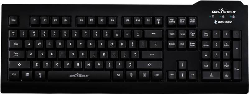 SEAL SHIELT Silver Seal Tastatur USB SSKSV108DE schwarz 100 Prozent wasserdicht und staubdicht spühlmaschienentauglich (18.02.2800) von SEAL SHIELD