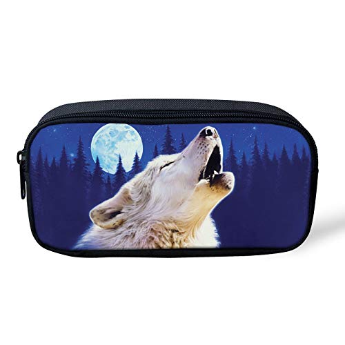 SEANATIVE Moon Wolf Stifteetui Organizer Sationery Storage Cace Durable Zipper Stiftehalter SEANATIVE Moon Wolf Stifteetui Organizer Sationery Storage Cace Durable Zipper Stiftehalter von SEANATIVE