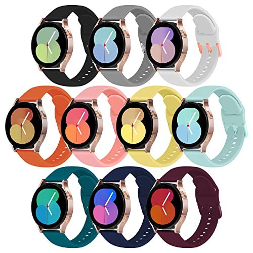 10 Pack Armbänder Kompatibel mit Samsung Galaxy Watch 6/Galaxy Watch 4/ Galaxy Watch 5 /Galaxy Watch 5 Pro, 20mm Silikon Armband für Galaxy Watch 4 Classic/Galaxy Active 2 (L) von SEANTUA