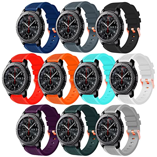 10 Pack kompatibel für Samsung Galaxy Watch 3 45mm Armband/Galaxy Watch 46mm/ Gear S3 Frontier, 22mm Silikon Sport Band Ersatz für Samsung Gear S3 Classic Männer Frauen 10 Pack kompatibel für Samsung Galaxy Watch 3 45mm Armband/Galaxy Watch 46mm/ Gear S3 Frontier, 22mm Silikon Sport Band Ersatz für Samsung Gear S3 Classic Männer Frauen von SEANTUA