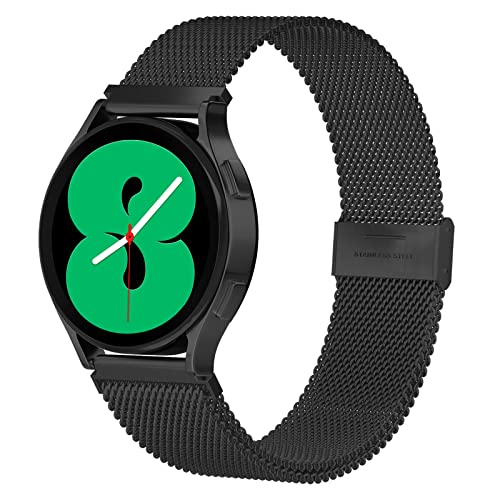 Armband Kompatibel mit Samsung Galaxy Watch 5 / 5 Pro / 4 (Classic) / Active 2 / 3 41mm, 20mm Edelstahl Mesh Metallmagnet Armbänder für Frauen Männer (Schwarz) von SEANTUA