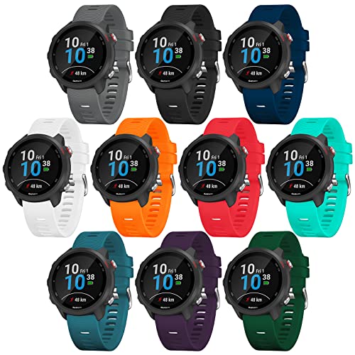 SEANTUA 10 Stück Armbänder für Garmin Forerunner 245/645, 20mm Weichsilikon Ersatzarmbänder für Garmin 245 Music/645 Music/Venu/Venu Sq/Venu Sq MusicVivoactive 3/Vivoactive 3 Music von SEANTUA
