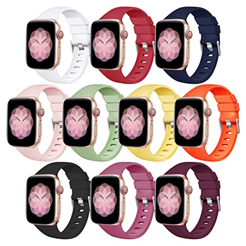 SEANTUA 10 Stück Sport Armbänder kompatibel mit Apple Watch Armband 38mm 40mm 41mm, 42mm 44mm 45mm für Damen Herren, Weiche Silikon Band Ersatz Armband für Series 8/7/SE/6/5/4/3/2/1 (42mm/44mm/45mm) SEANTUA 10 Stück Sport Armbänder kompatibel mit Apple Watch Armband 38mm 40mm 41mm, 42mm 44mm 45mm für Damen Herren, Weiche Silikon Band Ersatz Armband für Series 8/7/SE/6/5/4/3/2/1 (42mm/44mm/45mm) von SEANTUA