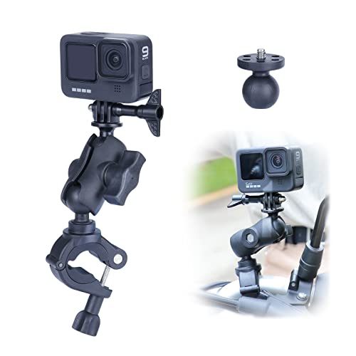 SEASKY M2 Motorrad Fahrrad Lenkerhalterung Klemmen mit 1/4 Zoll Schraube für GoPro Hero 13/12/11/10/9/8/7 DJI Action 5/4/3/2 Insta360 X4 X3 X2 RS Sportkamera ATV UTV Rod Clip Zubehör (M) von SEASKY