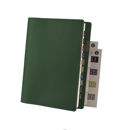 Seavito Planer-Einband für A5, weiches Reise-Notizbuch, Kunstleder-Einband für Notizbuch, drei Kartenfächer, Stifthalter und Lesezeichen (nur Einband), Grün von SEAVITO