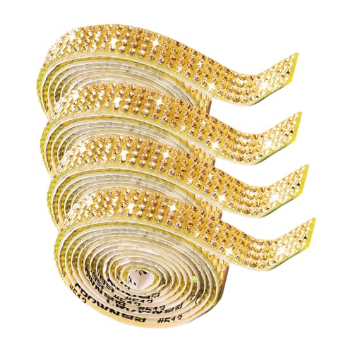 4 Stcs Strasssteine ​​Bänder Gold Strassstones Klebeband Glitzernde Bandaufkleber 4 Reihen Strassstreifen von SEAYACK