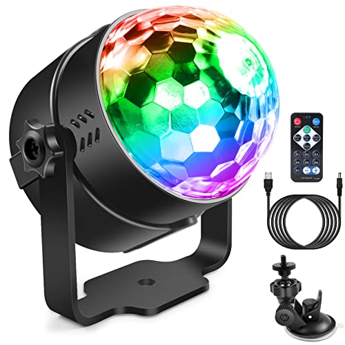 Discokugel, SEBRUANC Disco lichter LED Party lights Musikgesteuert Mini DJ Partylichter,Ständer mit Saugnäpfen Stroboskop Ball Bühnenlichter für KTV,Weihnachten,Home Parties,Kinder Geburtstag Geschenk von SEBRUANC