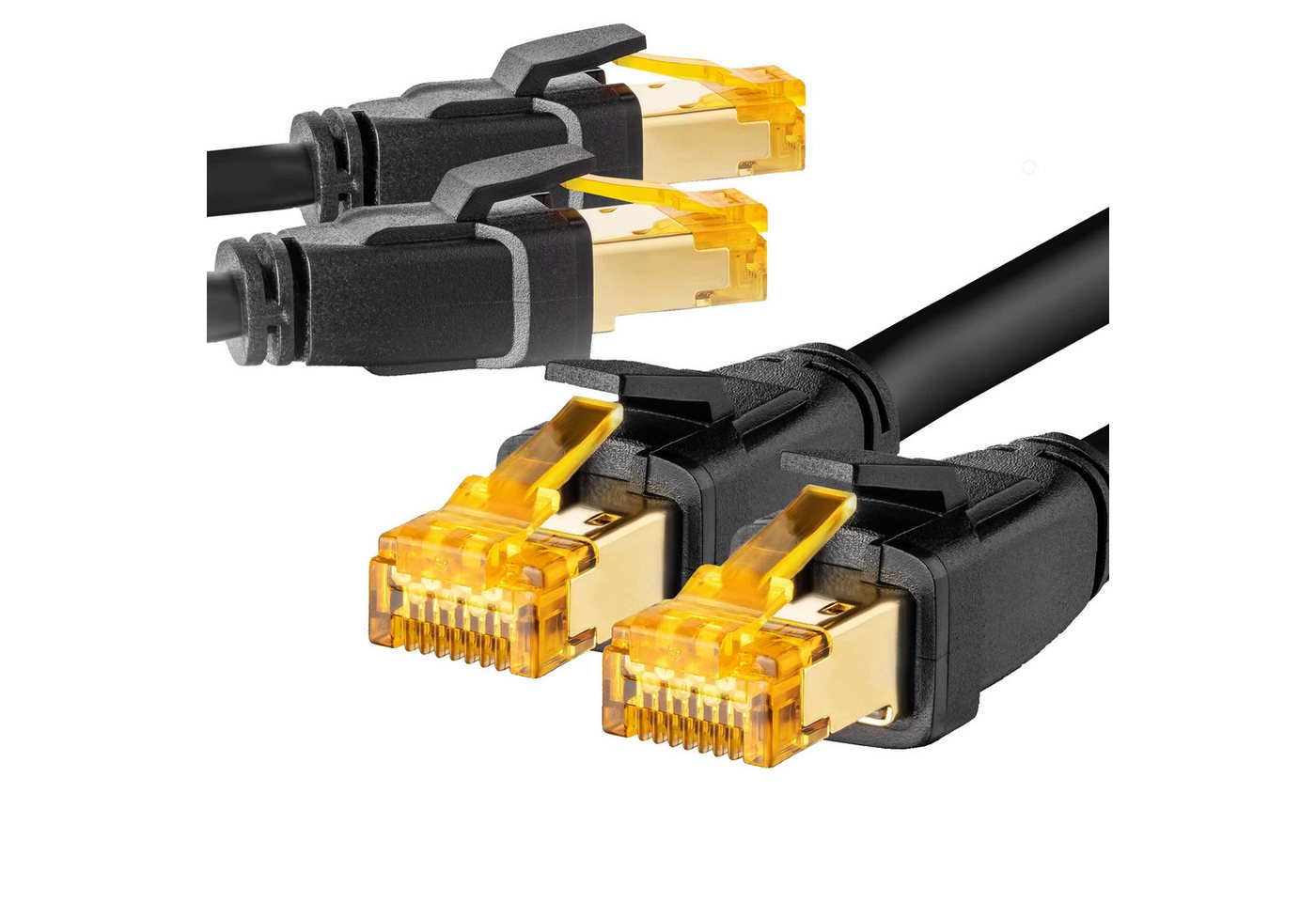 SEBSON 2x LAN Kabel 2m CAT 8 rund - Netzwerkkabel 40 Gbit/s - RJ45 Stecker Netzkabel, (200 cm) von SEBSON