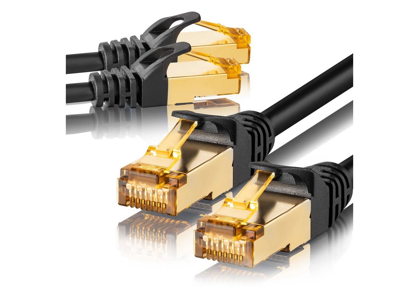 SEBSON 2x LAN Kabel 3m CAT 7 rund - Netzwerkkabel 10 Gbit/s - RJ45 Stecker Netzkabel, (300 cm) von SEBSON