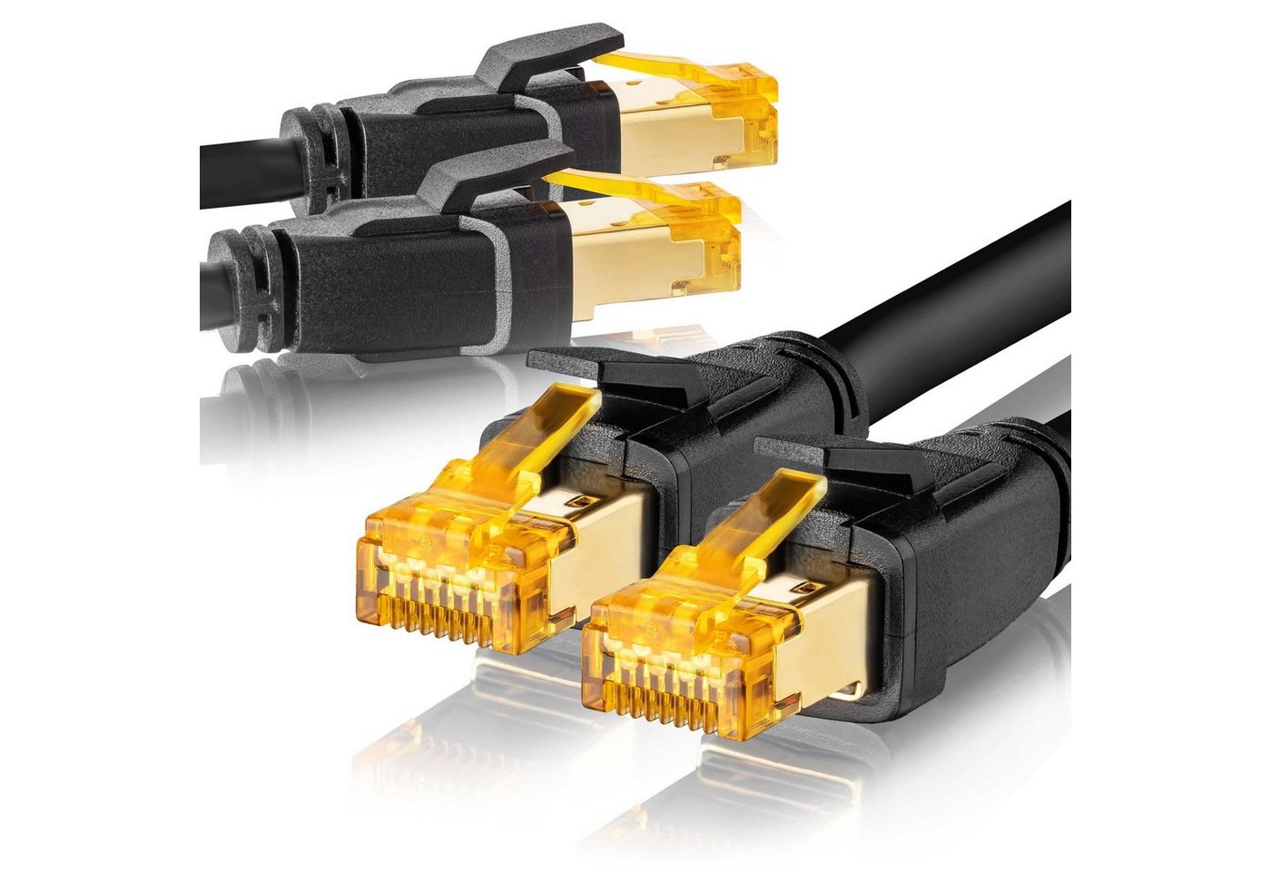SEBSON 2x LAN Kabel 3m CAT 8 rund - Netzwerkkabel 40 Gbit/s - RJ45 Stecker Netzkabel, (300 cm) von SEBSON