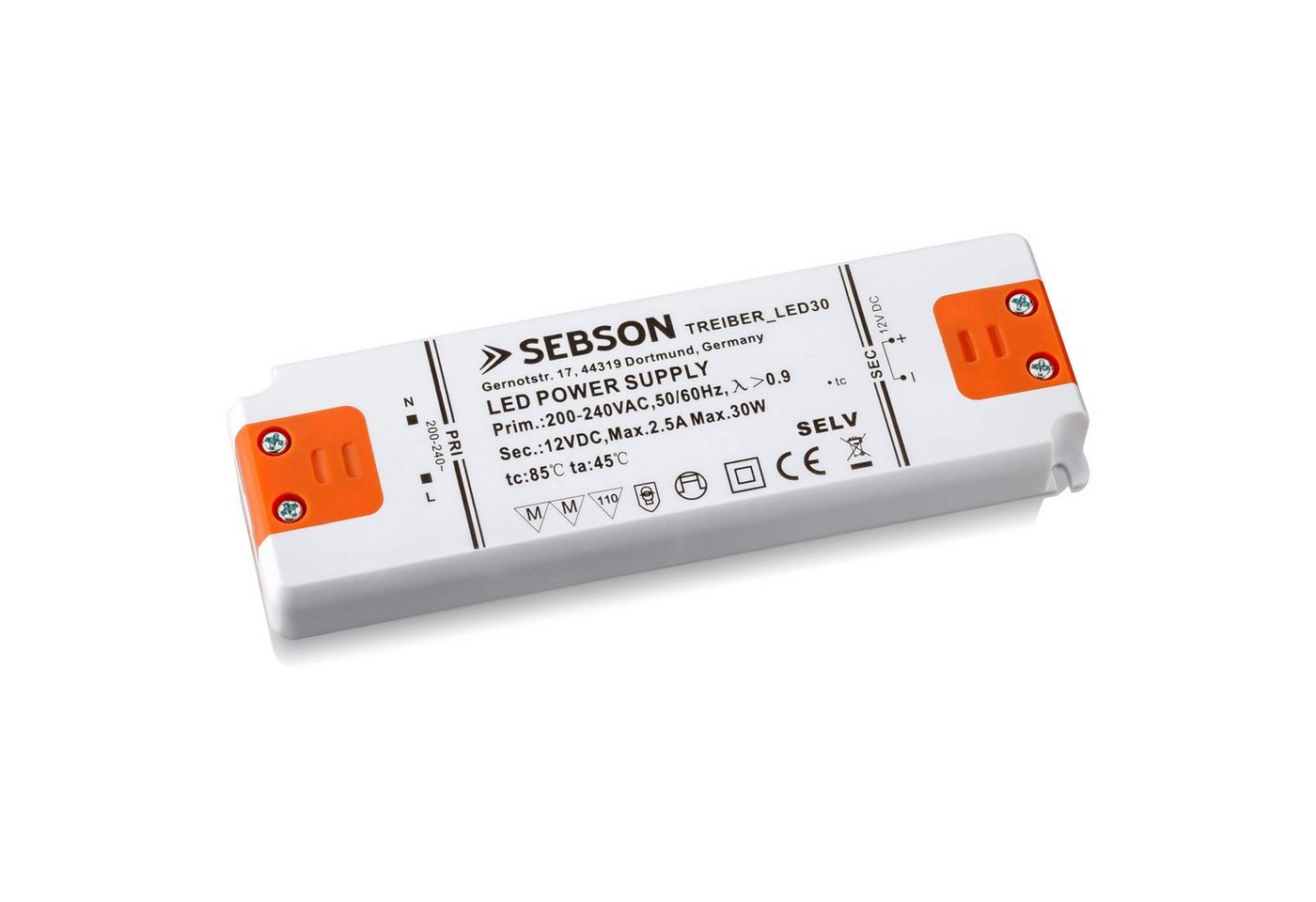 SEBSON 30W LED Treiber / LED Trafo - 12V Ausgangsspannung, Netzteil für LED Trafo von SEBSON