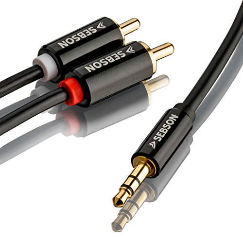 SEBSON Audio Kabel 1m, Klinke 3,5mm auf 2 Cinch Stecker, RCA zu Jack, männlich vergoldet abgeschirmt SEBSON Audio Kabel 1m, Klinke 3,5mm auf 2 Cinch Stecker, RCA zu Jack, männlich vergoldet abgeschirmt von SEBSON