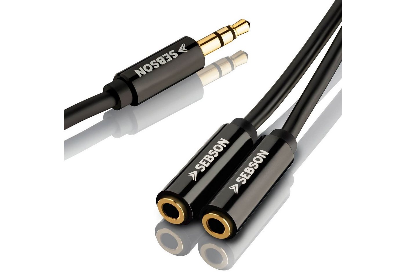 SEBSON Aux Audio Splitter Kabel 20cm, Klinke 3,5mm vergoldet, Verlängerung Optisches-Kabel von SEBSON