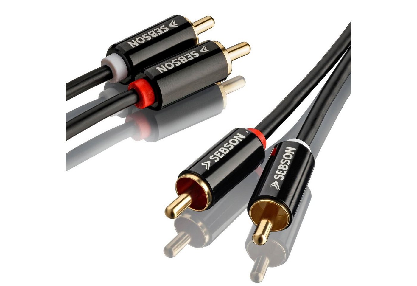 SEBSON Cinch Kabel 5m - 2x Chinch zu 2x Cinch Stecker RCA - AUX Audio Kabel Optisches-Kabel, (500 cm) von SEBSON