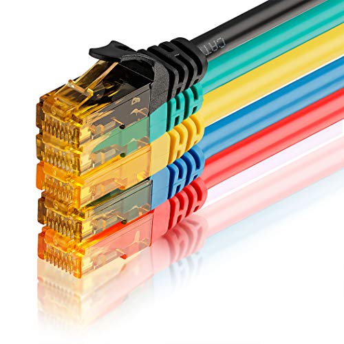 SEBSON Ethernet Kabel 0,5m CAT 6, Gigabit LAN Patchkabel, 1000Mbit/s, U-UTP Netzwerkkabel, RJ45 Stecker für Router, PC, SMART TV, NAS, 5er Set bunt von SEBSON