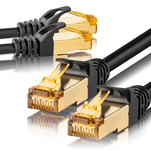 SEBSON Ethernet LAN Kabel 10m - 2er Set - CAT 7 Netzwerkkabel 10 Gbit/s, S-FTP Patchkabel RJ45 - Router, PC, TV, NAS, Spielekonsolen von SEBSON