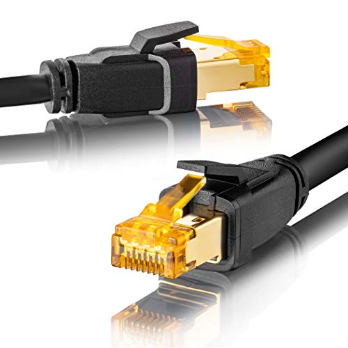 SEBSON Ethernet LAN Kabel 10m - CAT 8 Netzwerkkabel 40 Gbit/s, S-FTP Patchkabel RJ45 Stecker für Router, PC, TV, NAS, Spielekonsolen von SEBSON