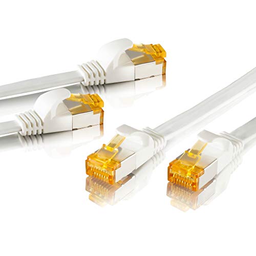 SEBSON Ethernet LAN Kabel 15m - 2er Set - CAT 7 Netzwerkkabel 10 Gbit/s, U-FTP Patchkabel RJ45 flach - Router, PC, TV, NAS, Spielekonsolen von SEBSON
