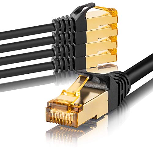 SEBSON Ethernet LAN Kabel 1m - 5er Set - CAT 7 Netzwerkkabel 10 Gbit/s, S-FTP Patchkabel RJ45 - Router, PC, TV, NAS, Spielekonsolen von SEBSON