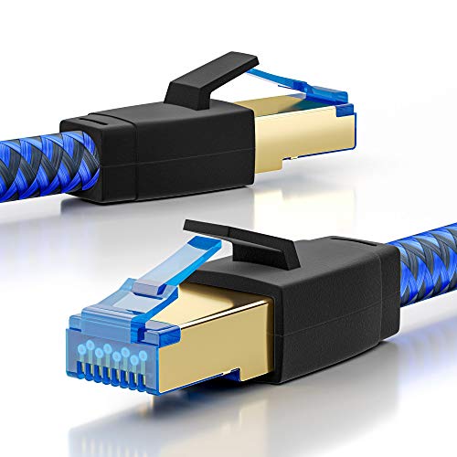SEBSON Ethernet LAN Kabel 3m - CAT 8 Netzwerkkabel 40 Gbit/s, S-FTP Patchkabel RJ45 Baumwollmantel - Router, PC, TV, NAS, Spielekonsolen von SEBSON