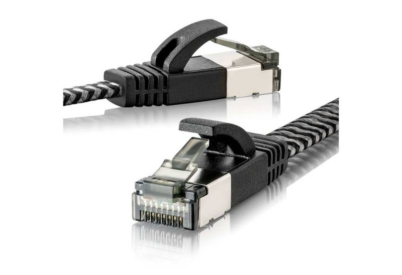 SEBSON LAN Kabel 2m CAT 7 flach - Netzwerkkabel 10 Gbit/s - RJ45 Stecker Netzkabel, (200 cm) von SEBSON