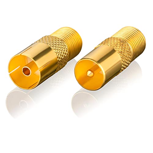 SEBSON SAT Antenne Adapter Set - 1x F-Buchse auf Koax Stecker (IEC), 1x F-Buchse auf Koax Buchse (IEC) - SAT Kabel Adapter von SEBSON