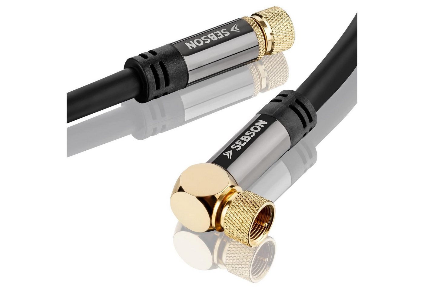 SEBSON SAT Kabel 15m F-Stecker 90° gewinkelt - Koaxialkabel 105dB 75Ohm TV-Kabel, (1500 cm) von SEBSON