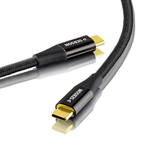 SEBSON USB C Kabel 0,5m auf USB C, Ladekabel/Datenkabel 3.1 Gen2 schwarz, Schnellladekabel 10Gbit/s kompatibel mit Samsung, Huawei, MacBook von SEBSON