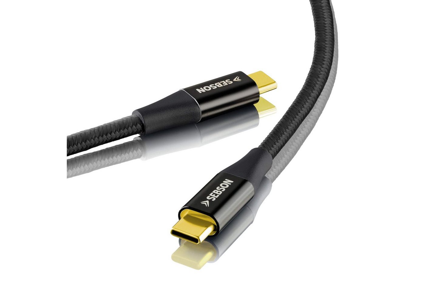 SEBSON USB C Kabel 0,5m auf USB C, Ladekabel / Datenkabel 3.1 Gen2, schwarz Smartphone-Kabel, (50 cm) von SEBSON