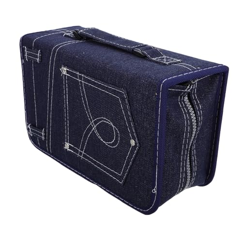 SECFOU Stoff-CD-Taschenhalter 60-128 CD-Tasche DVD-Hülle Aufbewahrungstasche für CDs DVDs und VCD-Discs für Büro- und Reisedekor von SECFOU