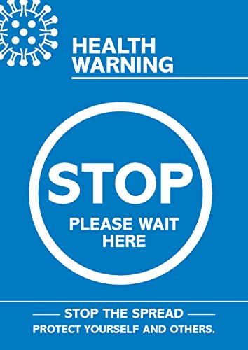 SECO Coronavirus Essential Poster –"Health Warning – Stop – Please Wait Here", A4, Blau und Weiß von SECO