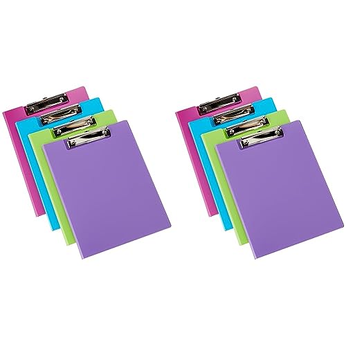 Seco A4+ PVC-beschichtetes Klapp-Klemmbrett mit robustem Clip - Pack mit 4 sortierten Farben (Packung mit 2) von SECO