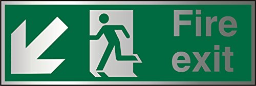 Seco Fire Exit – Pfeil nach unten und links, Mann läuft links, Feuerausgang Schild, 450 mm x 150 mm – 1,5 mm gebürstetes Aluminiumverbundwerkstoff Seco Fire Exit – Pfeil nach unten und links, Mann läuft links, Feuerausgang Schild, 450 mm x 150 mm – 1,5 mm gebürstetes Aluminiumverbundwerkstoff von SECO