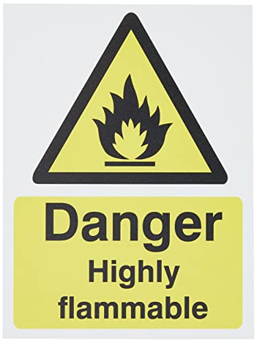 Seco Schild "Danger Highly Flammable", 150 mm x 200 mm, 1 mm, halbstarrer Kunststoff von SECO