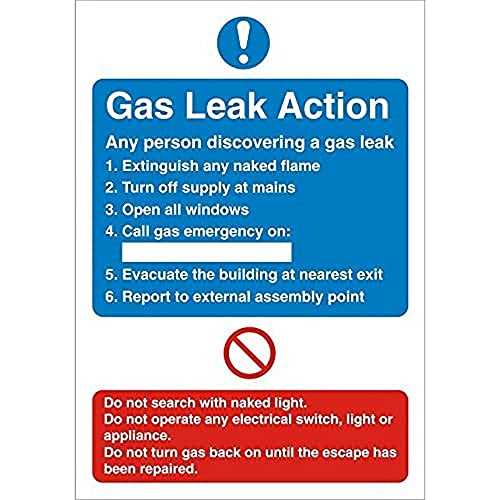 Seco Schild "Gas Leak Action", 150 x 200 mm, 1 mm, halbstarrer Kunststoff von SECO