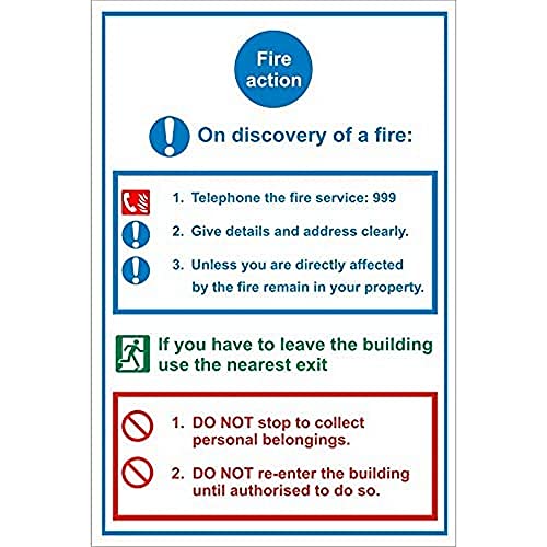 Seco Schild mit Aufschrift "Fire Action - On Discovery of A Fire", 200 x 300 mm, 1 mm, halbstarrer Kunststoff von SECO