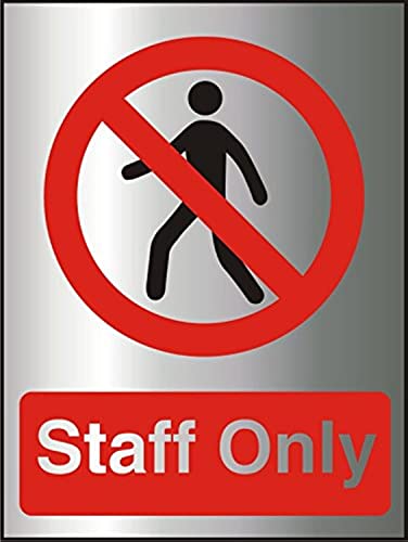 Seco Schild mit Aufschrift "Staff Only", 150 x 200 mm – 2 mm, Acryl mit gebürstetem Aluminium-Effekt von SECO