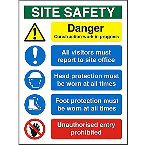 Seco Site Safety, Danger Construction Work In Progress Schild, 600 mm x 800 mm – 4 mm geriffelte Tafel von SECO