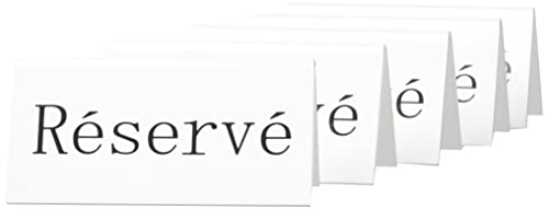 SECURIT Reserviert Tischaufsteller,Frankreich (5.er Set) Weißes Acryl mit schwarzer Schrift, Textil, 5 x 16 x 12,5 cm von SECURIT