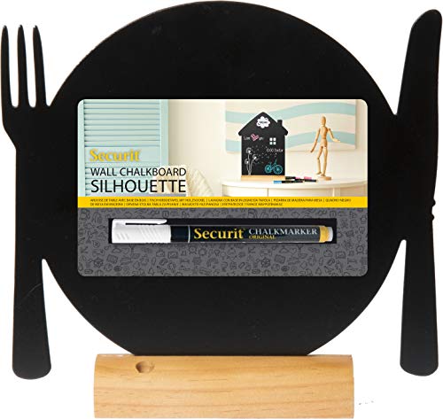 SECURIT - Silhouette Tischkreidetafel "Teller mit Besteck" + Weißer Marker - Doppelseitige Tafel mit Griff - Holzständer - Cafés, Bars, Restaurants - 33,5x21x6cm - Natur/Schwarz SECURIT - Silhouette Tischkreidetafel "Teller mit Besteck" + Weißer Marker - Doppelseitige Tafel mit Griff - Holzständer - Cafés, Bars, Restaurants - 33,5x21x6cm - Natur/Schwarz von SECURIT