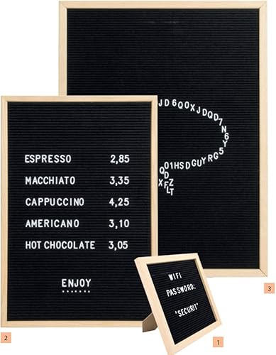 Securit Kreidetafel mit Buchstaben 60x80 cm aus Naturholz und Filz - bestehend aus 360 Buchstaben, Zahlen, Symbolen und einem Wandmontageset Securit Kreidetafel mit Buchstaben 60x80 cm aus Naturholz und Filz - bestehend aus 360 Buchstaben, Zahlen, Symbolen und einem Wandmontageset von SECURIT