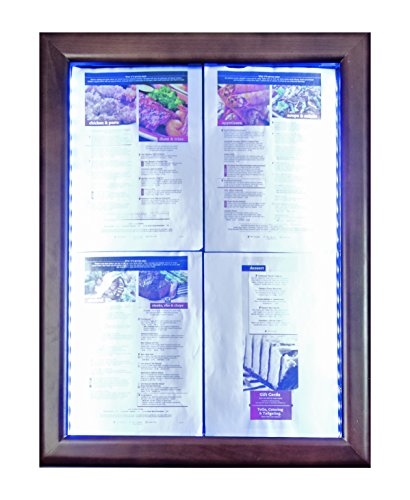 Securit LED Classic Glas Info-Display, 4 x A4 (A2), 53 x 70 x 6 cm, braun Rahmen (mcs-4 a4-wldb) braun von SECURIT