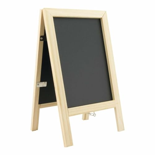 Securit SBSBMNI Mini Tisch Kundenstopper, 2 in 1 Foto- und Kreidetafel aus Naturholz, ca. 25 x 15,2 x 2 cm groß, schwarz von SECURIT