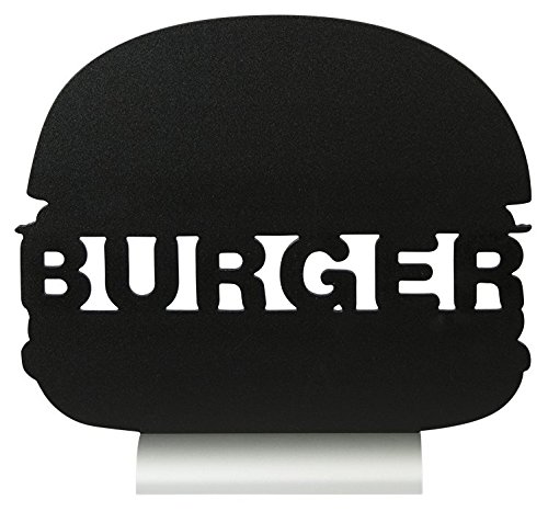 Securit Silhouette Burger Tisch Kreidetafel - mit Aluminiumfuß inkl. 1 weißer Kreidestift , Schwarz von SECURIT