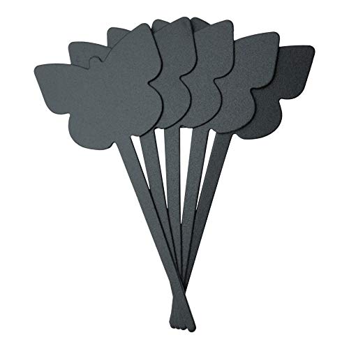 SECURIT - Silhouette TAG Gartenstecker 5er-Set + 1 Kreidemarker - Schmetterling - Doppelseitig - Für Cafés, Bars, Restaurants, Geschäfte - 18x8x0,1cm - Schwarz von SECURIT
