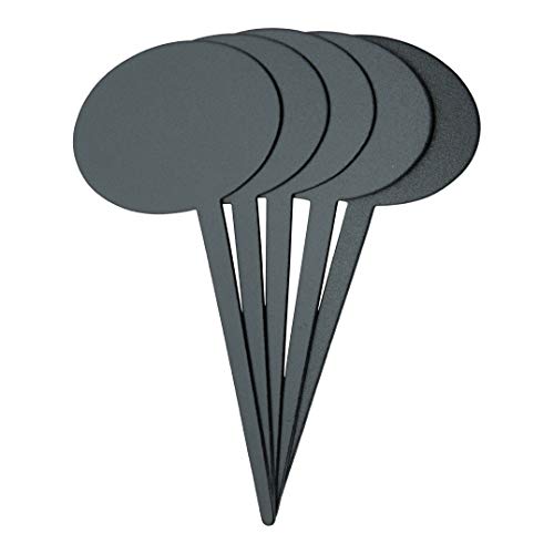 SECURIT - Silhouette TAG Gartenstecker 5er-Set + 1 Kreidemarker - Runde Form - Für Cafés, Bars, Restaurants, Geschäfte- 18x8,1x0,1cm - Schwarz von SECURIT
