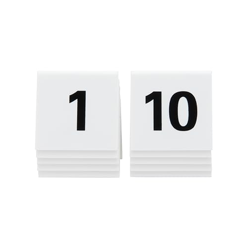 SECURIT - 10er-Set Tischnummernset von 1 bis 10 - Stapelbar - Für Cafés, Bars, Restaurants, Hotels - Acryl - 5,2x5,2x4,5cm - Weiß von SECURIT