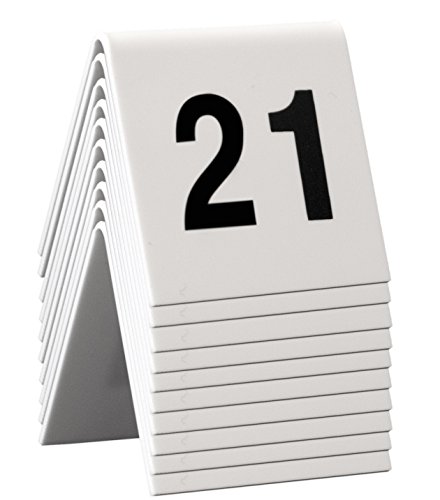 Securit Tischnummernset 21-30. Weißes Acryl mit schwarzer Schrift (10er Set), 4 x 4 x 5 cm von SECURIT