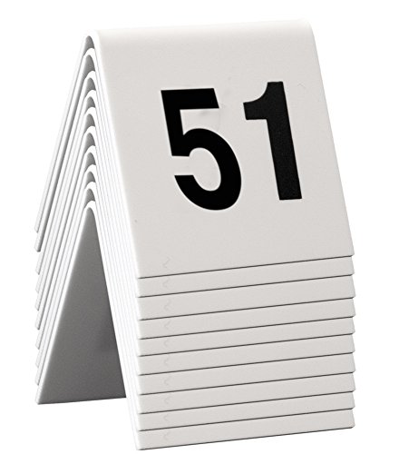 Securit Tischnummernset 51-60. Weißes Acryl mit schwarzer Schrift (10er Set), 4 x 4 x 5 cm von SECURIT