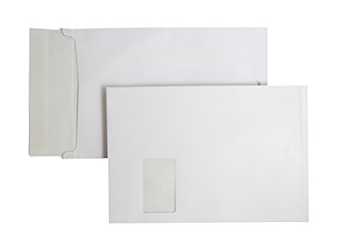 SECURITEX Faltentasche mit Spitzboden C4 (324x229x20mm) haftklebend mit Fenster weiß 130g 100 Stück von SECURITEX
